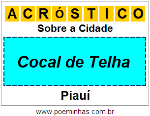 Acróstico Para Imprimir Sobre a Cidade Cocal de Telha