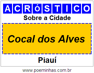 Acróstico Para Imprimir Sobre a Cidade Cocal dos Alves