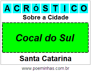 Acróstico Para Imprimir Sobre a Cidade Cocal do Sul