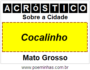 Acróstico Para Imprimir Sobre a Cidade Cocalinho