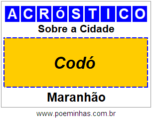 Acróstico Para Imprimir Sobre a Cidade Codó