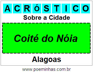 Acróstico Para Imprimir Sobre a Cidade Coité do Nóia