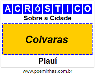 Acróstico Para Imprimir Sobre a Cidade Coivaras