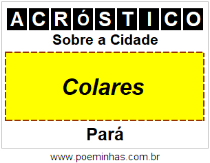 Acróstico Para Imprimir Sobre a Cidade Colares