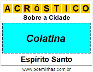 Acróstico Para Imprimir Sobre a Cidade Colatina