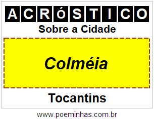 Acróstico Para Imprimir Sobre a Cidade Colméia