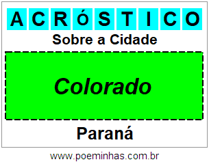 Acróstico Para Imprimir Sobre a Cidade Colorado