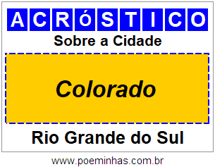 Acróstico Para Imprimir Sobre a Cidade Colorado