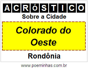 Acróstico Para Imprimir Sobre a Cidade Colorado do Oeste