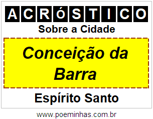Acróstico Para Imprimir Sobre a Cidade Conceição da Barra