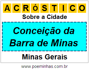 Acróstico Para Imprimir Sobre a Cidade Conceição da Barra de Minas