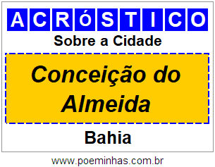 Acróstico Para Imprimir Sobre a Cidade Conceição do Almeida