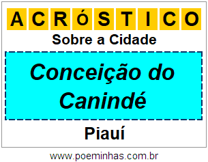 Acróstico Para Imprimir Sobre a Cidade Conceição do Canindé