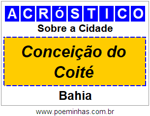 Acróstico Para Imprimir Sobre a Cidade Conceição do Coité