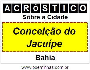 Acróstico Para Imprimir Sobre a Cidade Conceição do Jacuípe