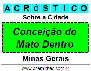 Acróstico Para Imprimir Sobre a Cidade Conceição do Mato Dentro