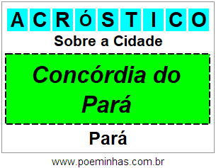 Acróstico Para Imprimir Sobre a Cidade Concórdia do Pará