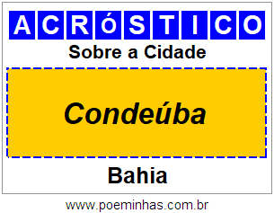 Acróstico Para Imprimir Sobre a Cidade Condeúba