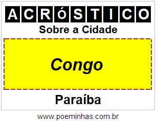 Acróstico Para Imprimir Sobre a Cidade Congo