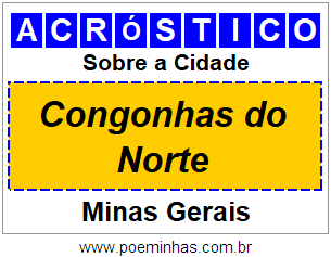 Acróstico Para Imprimir Sobre a Cidade Congonhas do Norte