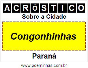 Acróstico Para Imprimir Sobre a Cidade Congonhinhas