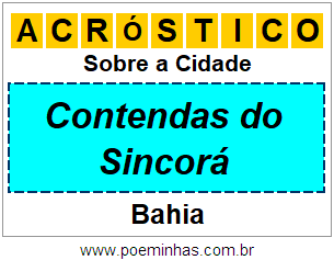 Acróstico Para Imprimir Sobre a Cidade Contendas do Sincorá