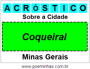 Acróstico Para Imprimir Sobre a Cidade Coqueiral