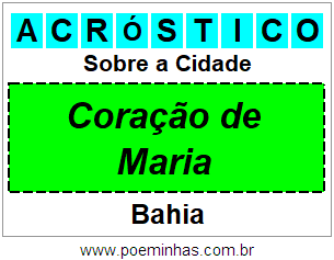 Acróstico Para Imprimir Sobre a Cidade Coração de Maria