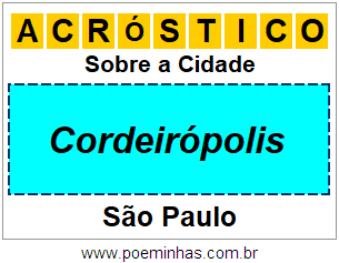 Acróstico Para Imprimir Sobre a Cidade Cordeirópolis