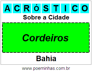 Acróstico Para Imprimir Sobre a Cidade Cordeiros