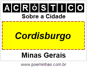 Acróstico Para Imprimir Sobre a Cidade Cordisburgo