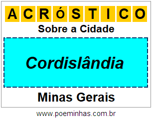 Acróstico Para Imprimir Sobre a Cidade Cordislândia