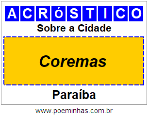 Acróstico Para Imprimir Sobre a Cidade Coremas