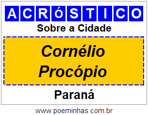 Acróstico Para Imprimir Sobre a Cidade Cornélio Procópio