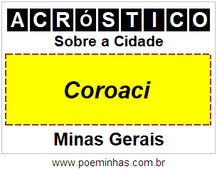 Acróstico Para Imprimir Sobre a Cidade Coroaci