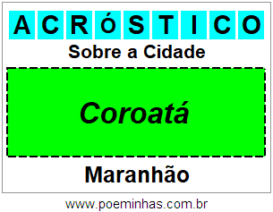 Acróstico Para Imprimir Sobre a Cidade Coroatá