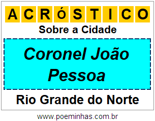 Acróstico Para Imprimir Sobre a Cidade Coronel João Pessoa