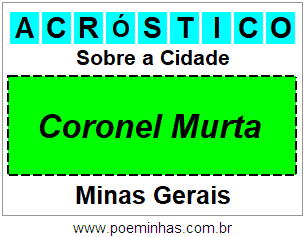 Acróstico Para Imprimir Sobre a Cidade Coronel Murta