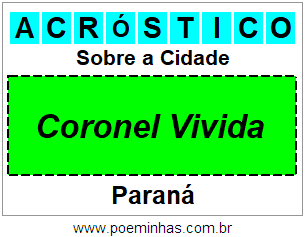 Acróstico Para Imprimir Sobre a Cidade Coronel Vivida