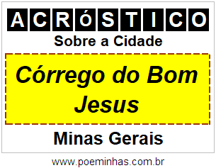 Acróstico Para Imprimir Sobre a Cidade Córrego do Bom Jesus