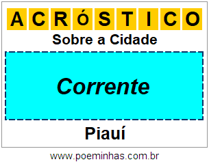 Acróstico Para Imprimir Sobre a Cidade Corrente