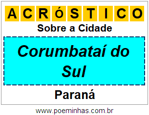 Acróstico Para Imprimir Sobre a Cidade Corumbataí do Sul