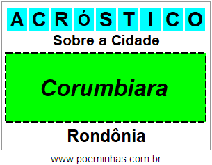 Acróstico Para Imprimir Sobre a Cidade Corumbiara