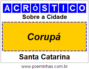 Acróstico Para Imprimir Sobre a Cidade Corupá