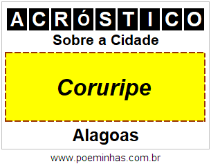 Acróstico Para Imprimir Sobre a Cidade Coruripe