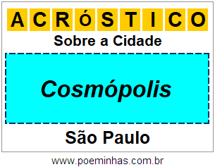 Acróstico Para Imprimir Sobre a Cidade Cosmópolis