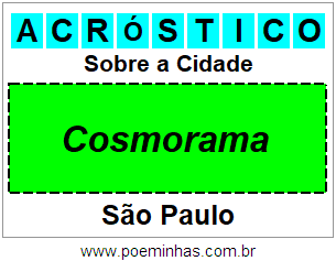 Acróstico Para Imprimir Sobre a Cidade Cosmorama