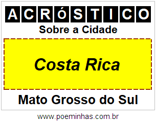 Acróstico Para Imprimir Sobre a Cidade Costa Rica