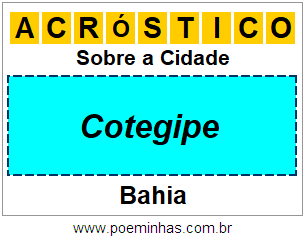 Acróstico Para Imprimir Sobre a Cidade Cotegipe