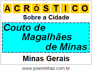 Acróstico Para Imprimir Sobre a Cidade Couto de Magalhães de Minas